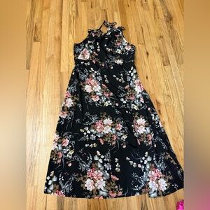 SHEIN Black Maxi Dress with Pink Floral Design